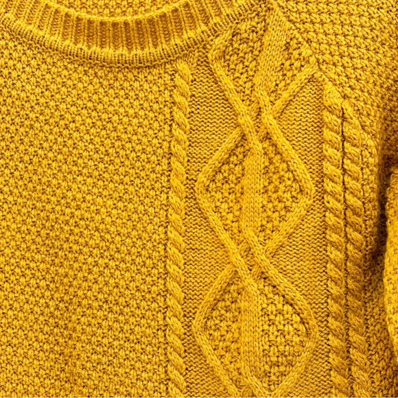 Forever 21 Cozy Fisherman Cable Knit Sweater Mustard Yellow Gold Size Small - Picture 4 of 7